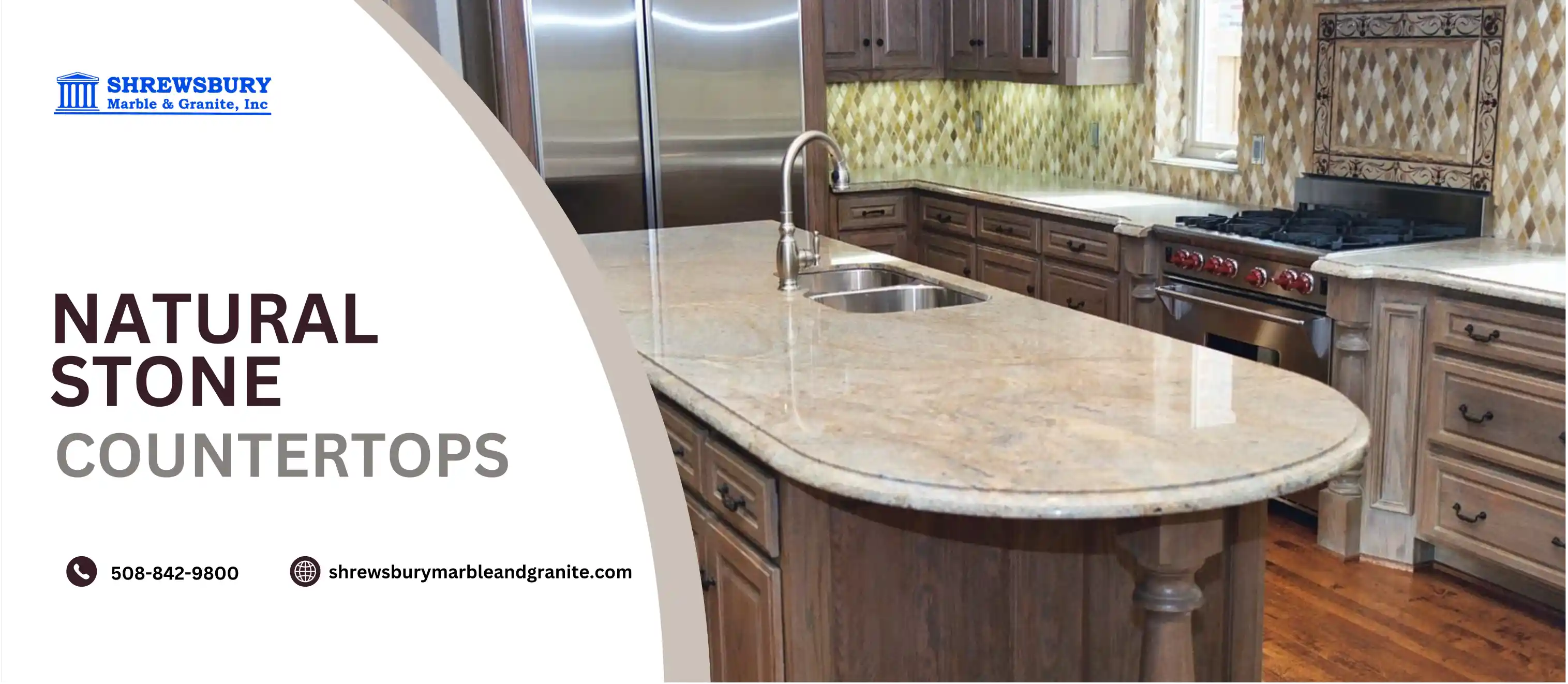 Natural stone kitchen countertops by Shrewsbury Marble & Granite, Inc.